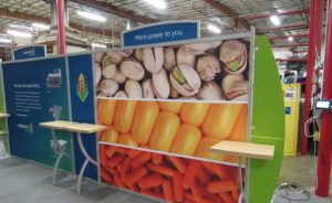 Magnuson 20x30 booth designed for exhibitions, highlighting dynamic visuals and interactive sections for audience engagement.